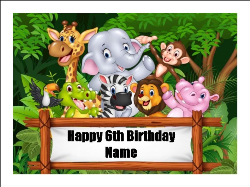 Jungle Animal Cake Topper Edible Icing Birthday Cake Decorations (3 Sizes) #03