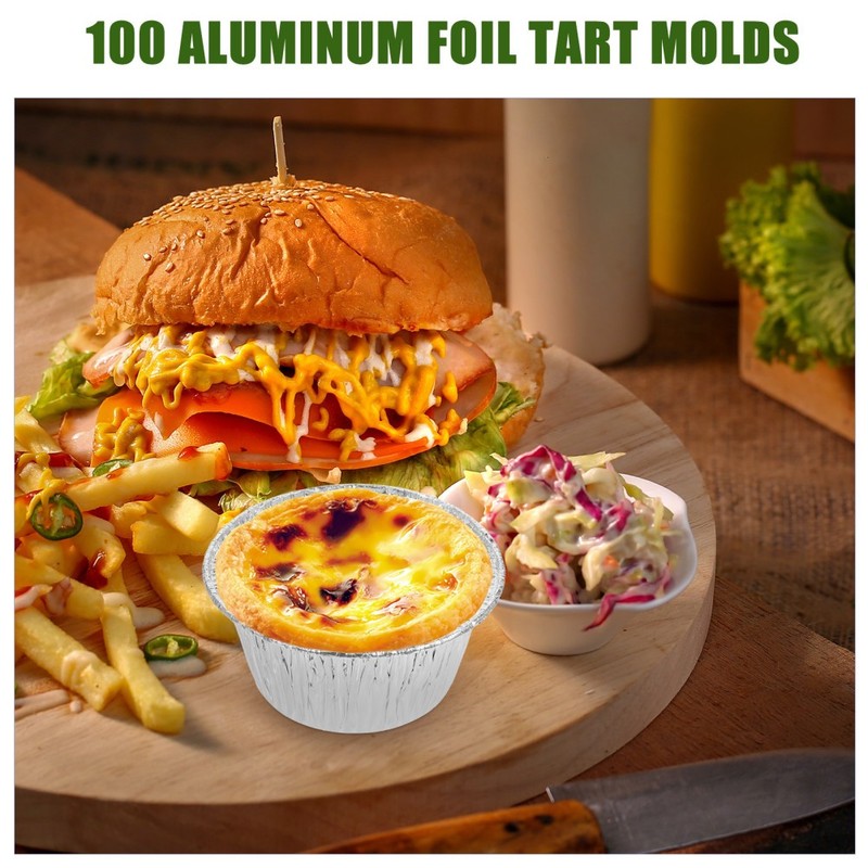 Baking Supplies Foil Tarts Aluminium 100Pcs 3.14X3.14X1.38in gallery