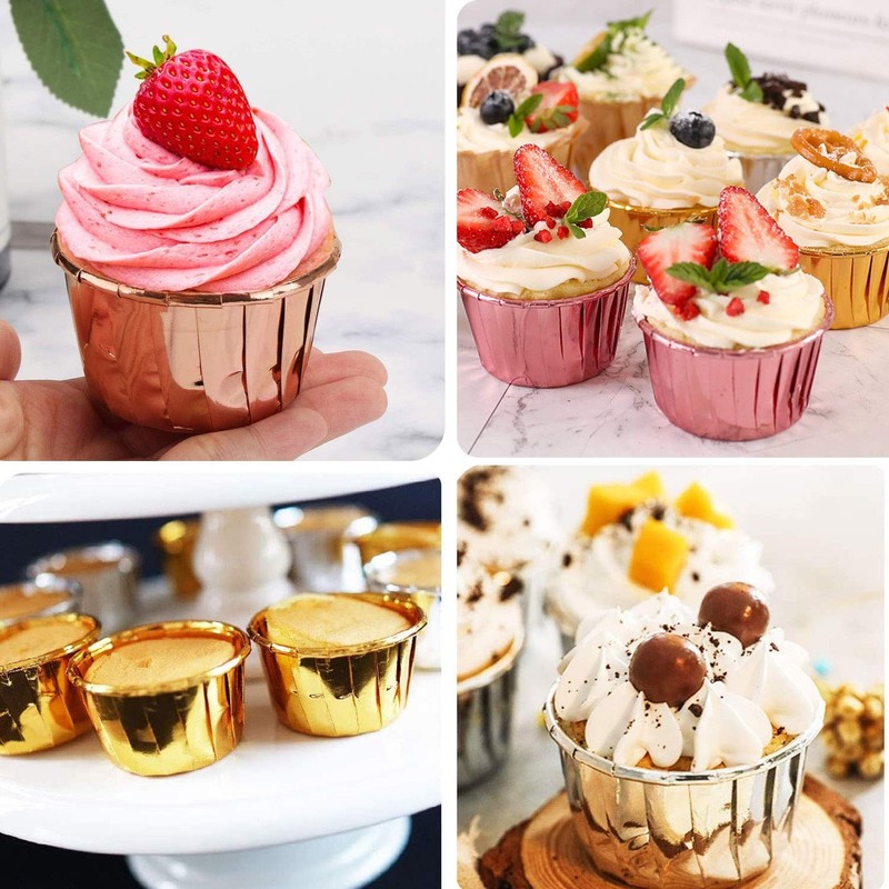 Foil Cupcake Liners with Lids 100Pack,Free-Air 3.5Oz Foil Baking Cups Mini Mu... gallery