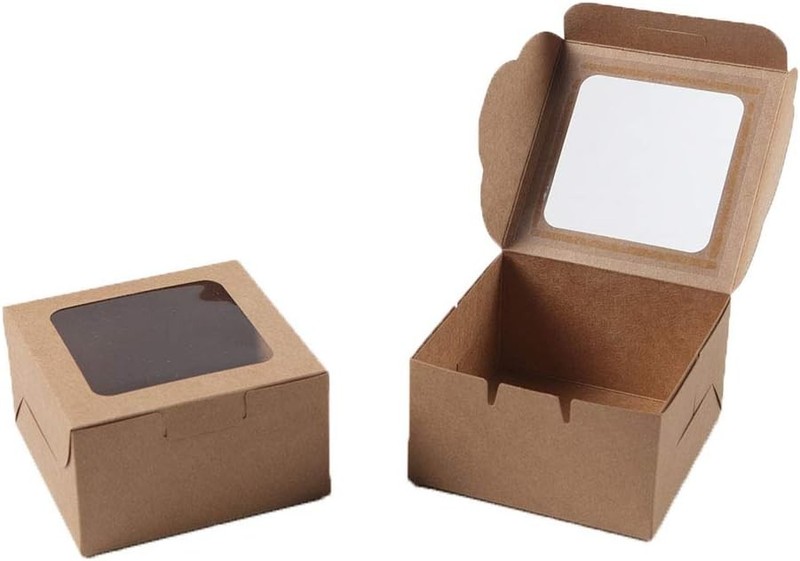 Bubbley Kraft Paper Bakery Boxes - 25-Pack Single Pastry Box 4-Inch, Packaging