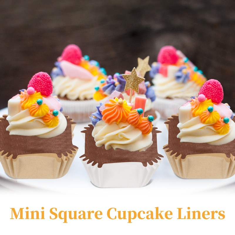 100Set Square Cupcake Liners Paper Baking Cups Disposable Kraft Paper Color gallery