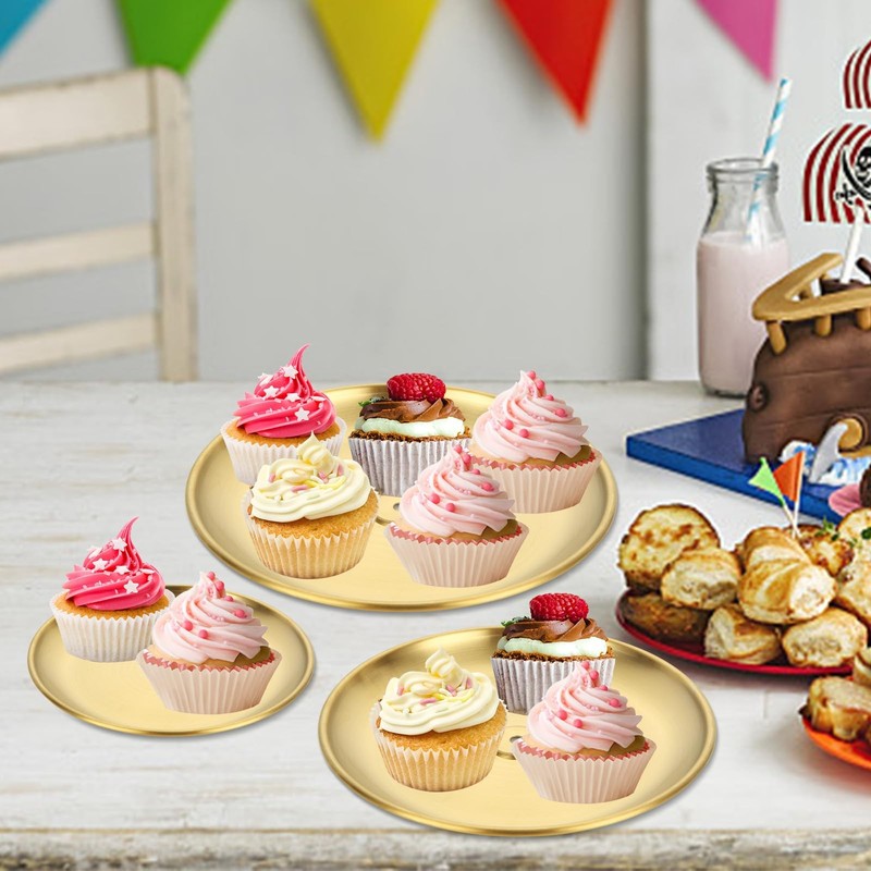 ABuff 3 Tiered Gold Cupcake Stand 2 Pack Stainless Steel Gold Tiered Dessert ... gallery
