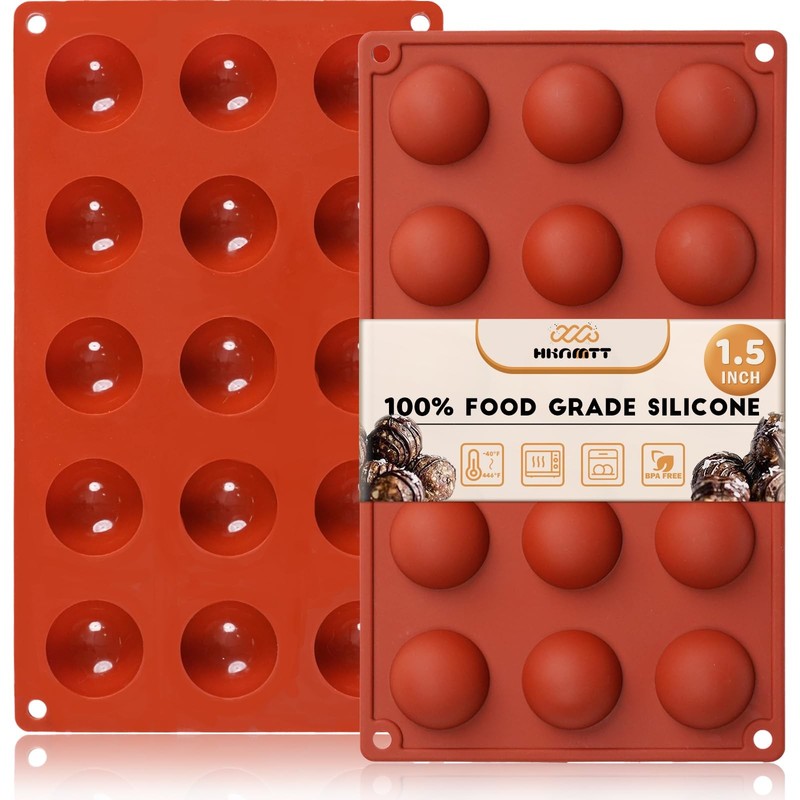 Silicone Semi Sphere Mold 2 Pack 15 Cavities Baking Chocolate Jelly Mold Free