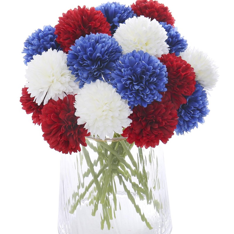 Kimura’s Cabin 21Pcs Chrysanthemum Patriotic Micro/Small, Red White Blue
