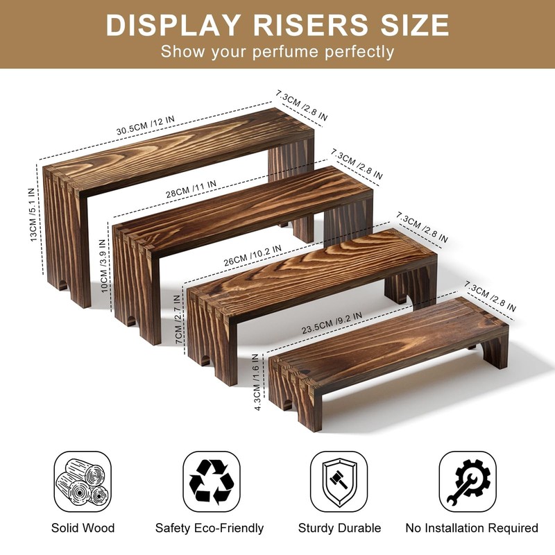 4 Set Wooden Tiered Risers Display Stands for Vendor Events,Stackable Wood Cu... gallery