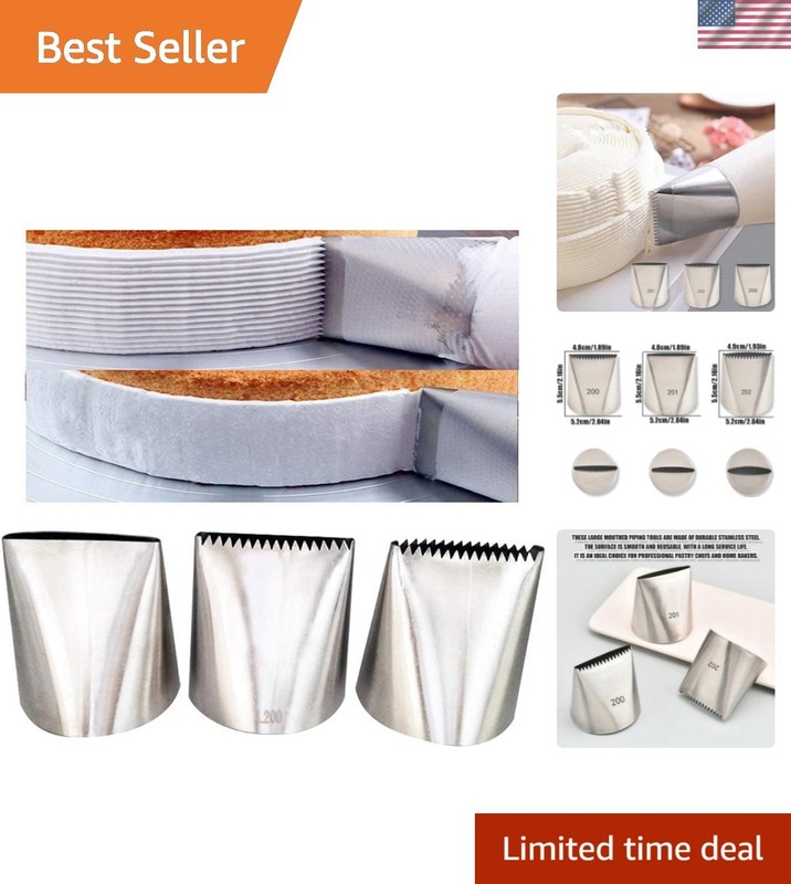 Ultimate Baking Set: 3 Stainless Steel Piping Nozzles for Stunning Cakes
