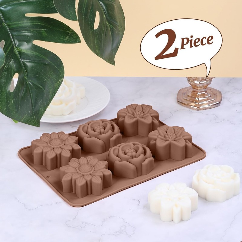 2PACK Snow Flower Break Apart Chocolate Silicone Deep Molds Non-Stick Food Grade gallery