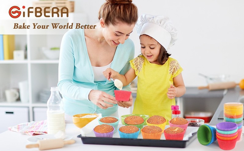 Gifbera Bright Rainbow Jumbo Cupcake Liners 400-Count, Large Solid Colorful gallery