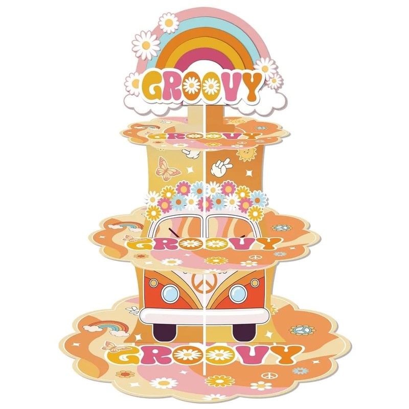 Groovy Hippie Cupcake Stand Groovy Birthday Party Decorations 3 Tiered Retro …