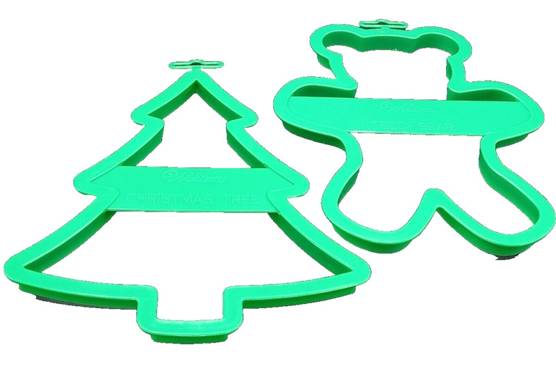 Wilton Giant Cookie Cutters x 2 Christmas Tree and Teddy Bear 1992