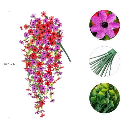 Fake Artificial Hanging Flowers for Outdoors Fake Plants Dpurple Red gallery