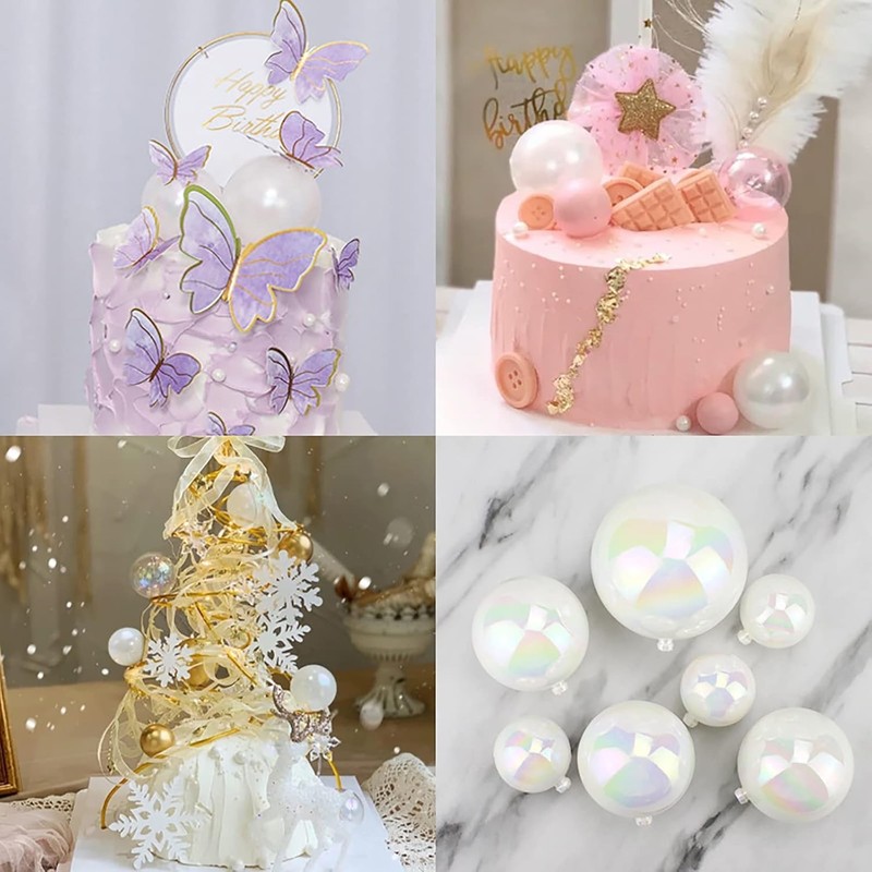 24 PCS Balls Cake Toppers Bubble Mini Balloon Topper Pearl Insert Cupcake DIY gallery
