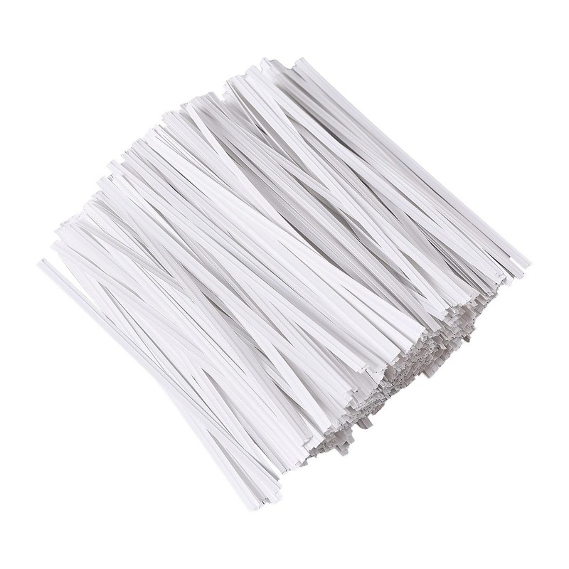 DGTANGYIN 500 Pcs 5″ White Paper Twist Ties for Party Cello Candy Bread Coffe…