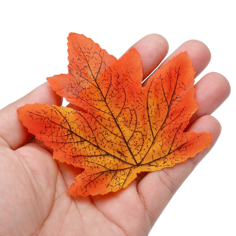 Fake Fall Leaves, 100 Pack Artificial Maple Leaves Red Bright Yellow gallery