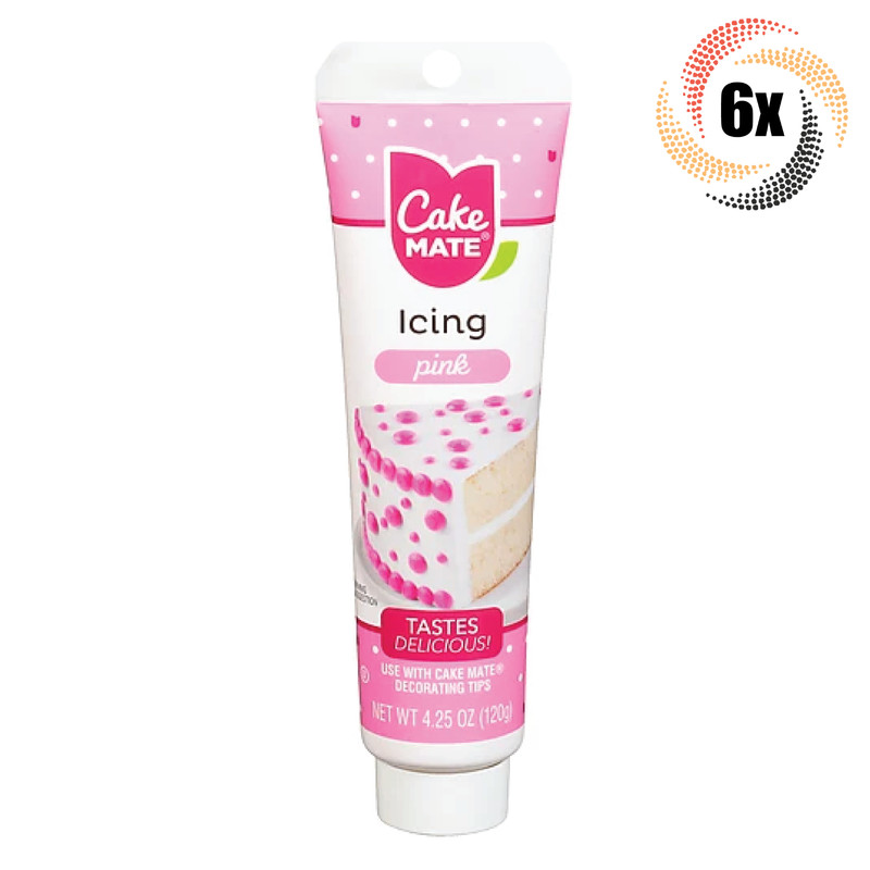 6x Tubes Cake Mate Decorating Icing | Pink | 4.25oz | Tastes Delicious
