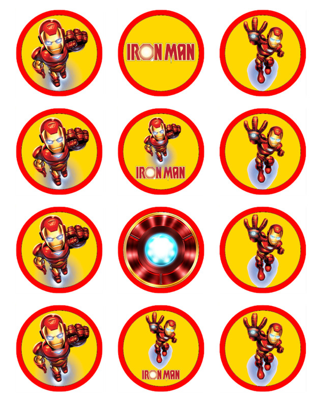 Ironman Edible Cupcake Toppers Wafer Avengers Cake Decorations (2 Sizes) gallery