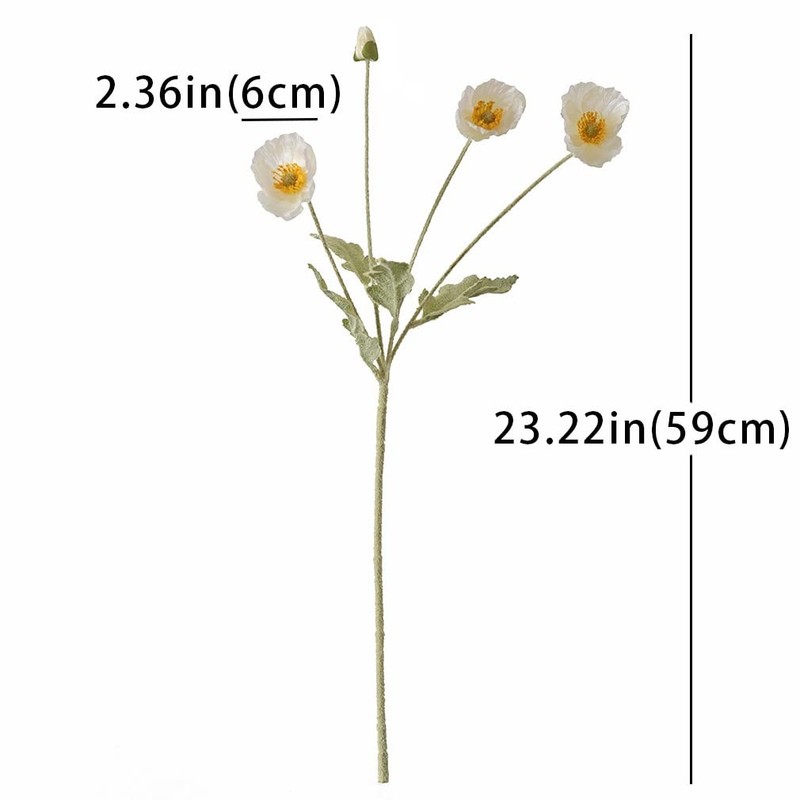Duyone Artificial Flowers 6 Stems Poppy Silk Bouquetfor Wedding Home Party gallery