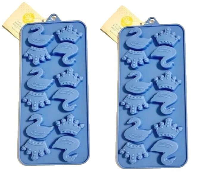Swans and Crowns Silicone Candy Molds small 12 cavities Wilton lot of 2