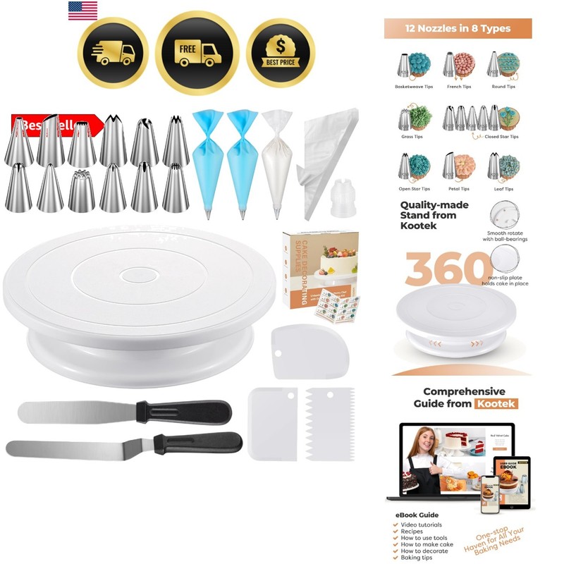 71PCs Cake Decorating Kit, Baking Supplies Tools – Includes Cake Stand Turnta…