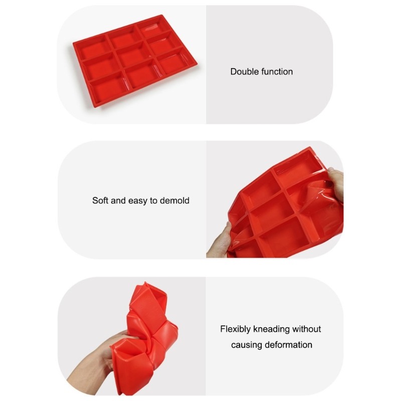 9 Piece Rectangular Silicone Baking Molds Set for Various Cake Chocolate Recipes gallery
