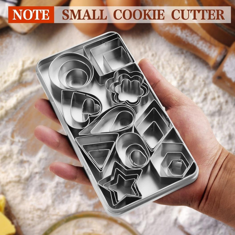 Mini Cookie Cutters Set with Box, 30Pcs Small Stainless Steel Flower Square Hea gallery