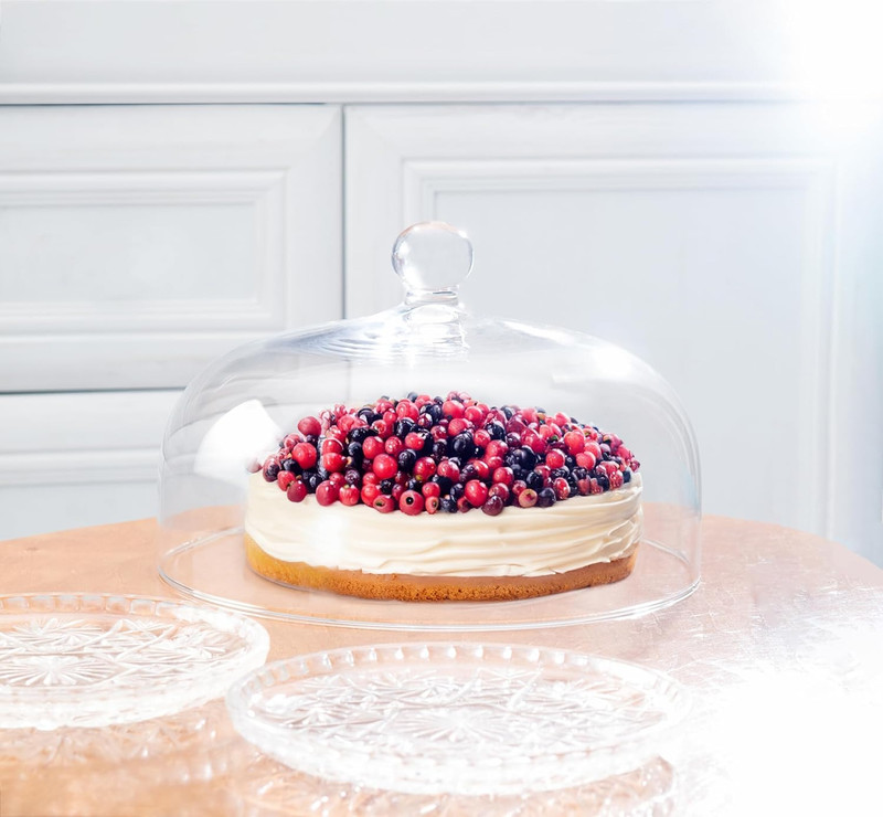 Glass - Cake Dome - with Knob - 10" Diameter - Elegant Design - Made in Europe gallery