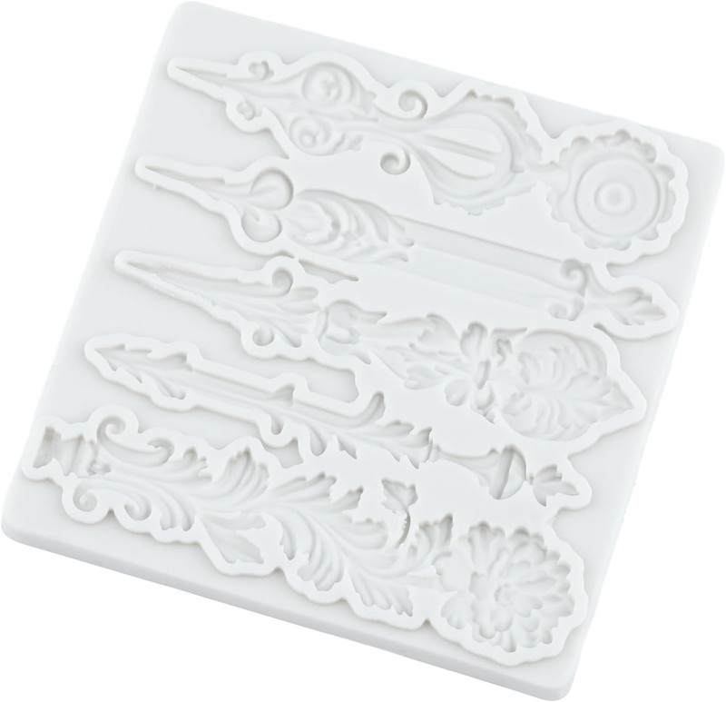 Baroque Relief Flower Silicone Mold Baroque Leaves Scroll Lace Polymer Clay gallery