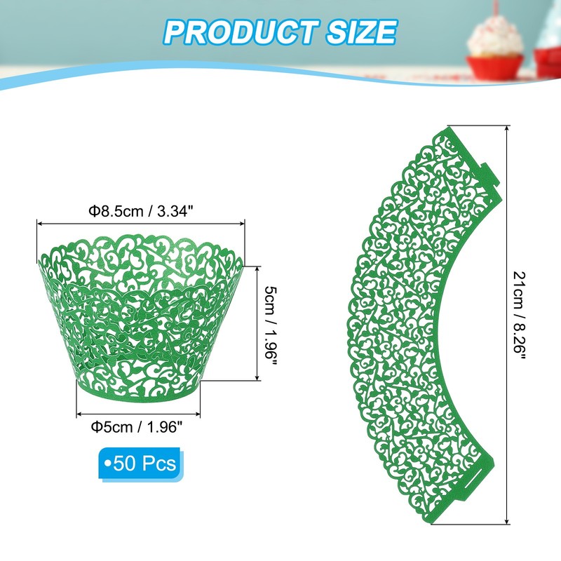 Cupcake Wrappers Paper, 50 Pack Baking Cups Standard Vine Decor, Dark Green gallery