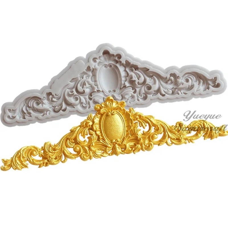 Leaves Relief Cake Border Rose Flower Lace Fondant Cake Decorating Silicone Mold