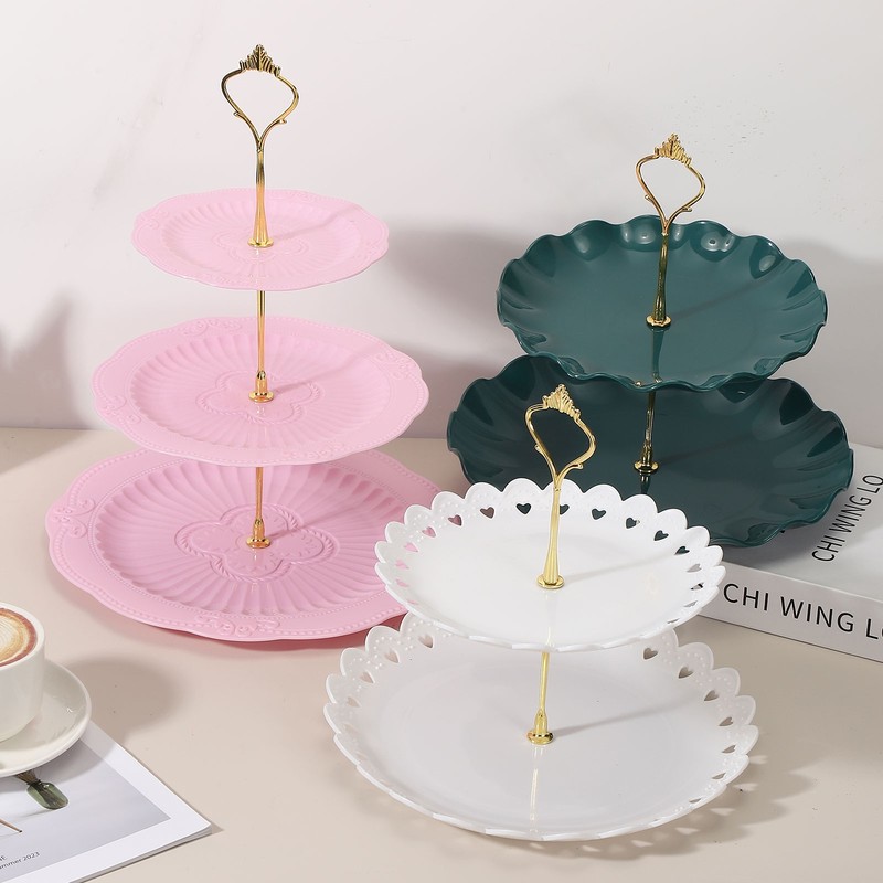 2-Tier Cupcake Stand Holder 20/25cm Tiered Serving Tray White Hollow] gallery