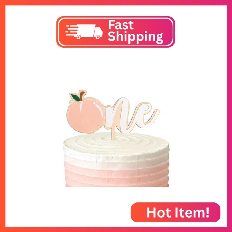 ZAIBIANHAO Peach Wood Cake Topper – One Sweet Peach Birthday Cake Topper, Peach