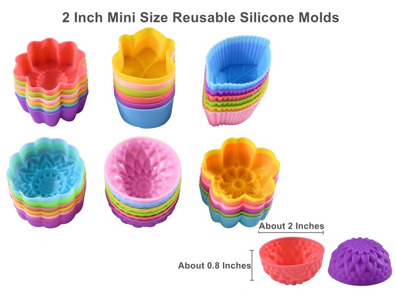 36Pcs Silicone Cupcake Liners, Multi Flower Shapes Baking Cups, 2 Inch Mini S... gallery