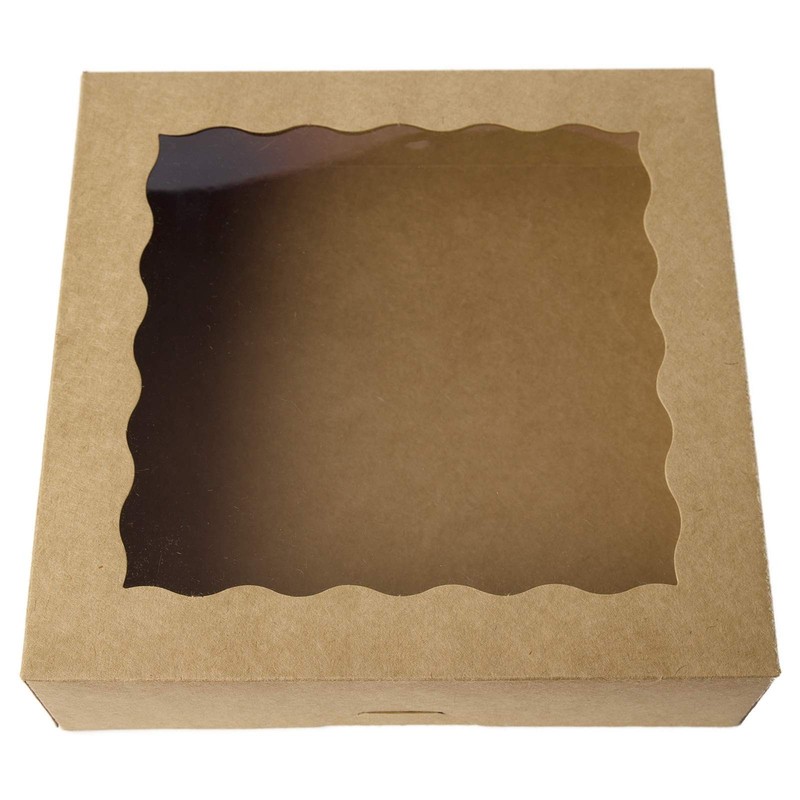 MORE 12inch Kraft Bakery Cookie Boxes, 12x12x2.5inch Large Pie Boxes with PVC…