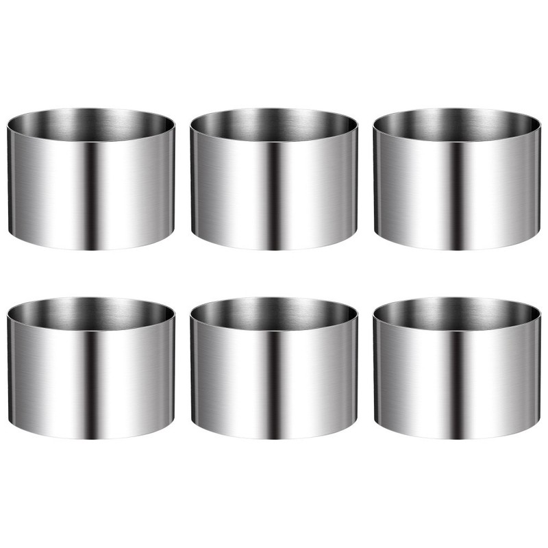 6Pcs Round Stainless Steel Cake Ring Molds Reusable Dessert Baking Tools Silver