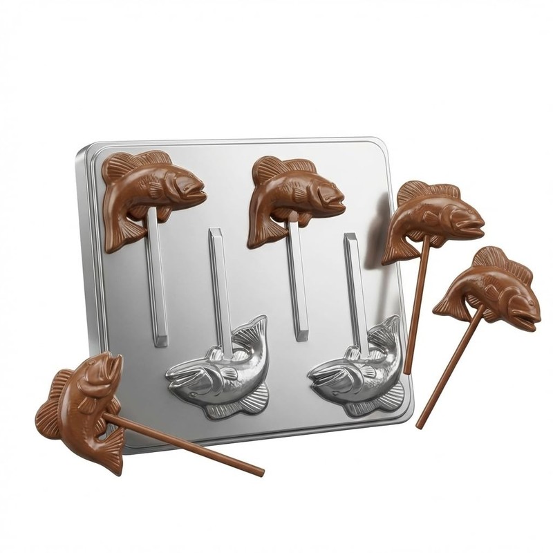 Bass Fish Lollipop Chocolate Candy Mold 3335 Sucker Baking Tray Tool gallery