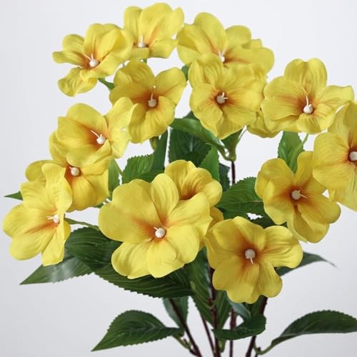 Bundles Artificial Impatiens for Outdoor Spring Summer Decor, No Fade 8 Yellow gallery