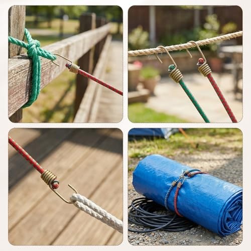 12 PCS Small Bungee Cords with Hooks, 10 Inch Adjustable Mini Bungee Cords gallery