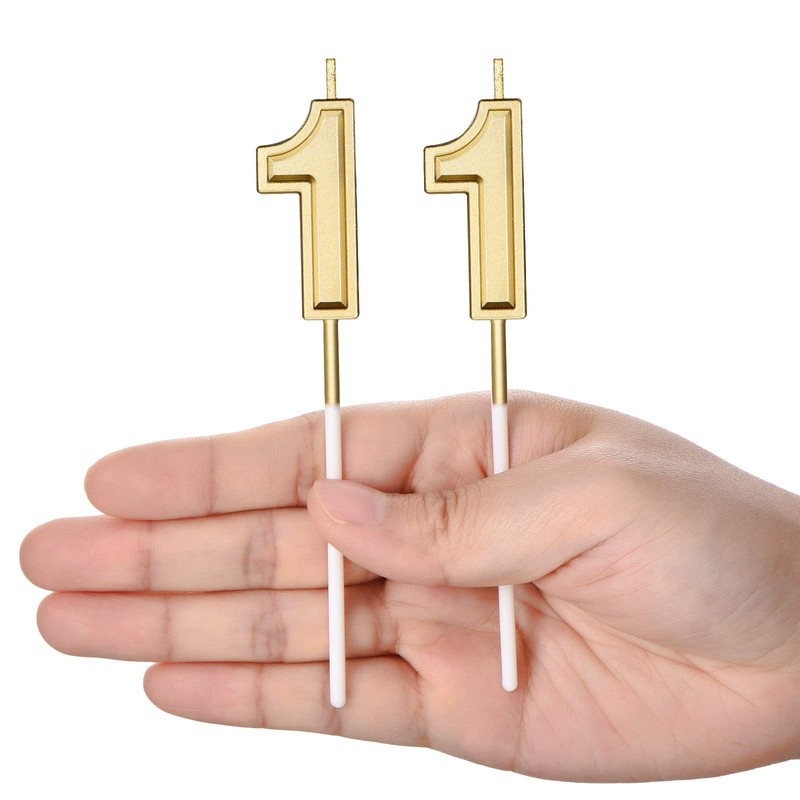 11th Birthday Candles Cake Number Happy 4.5 inches, Gold gallery