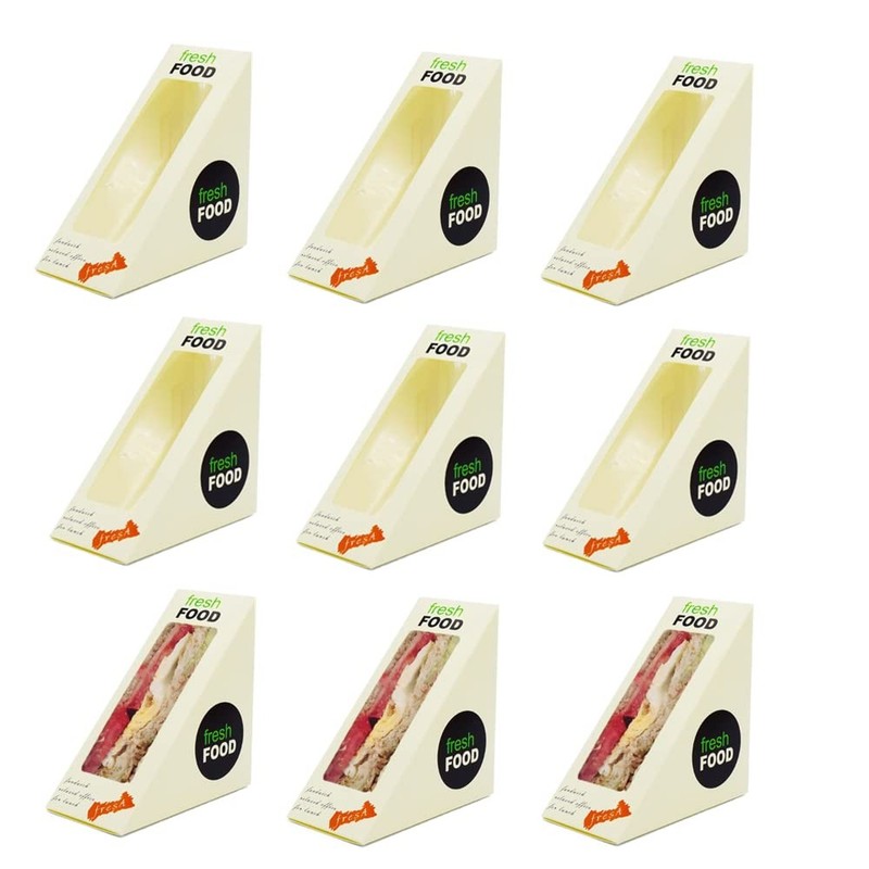 100 Pcs Sandwich Box,Sandwich wedge eco-friendly takeaway box with window dis…