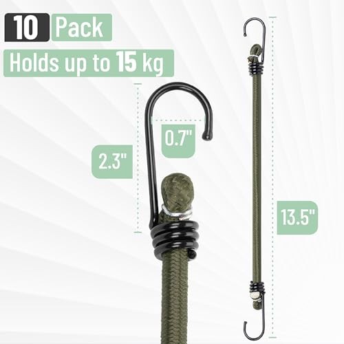 10 Pack Heavy Duty 12" Bungee Cords with Hooks - Outdoor Bungee Cords gallery