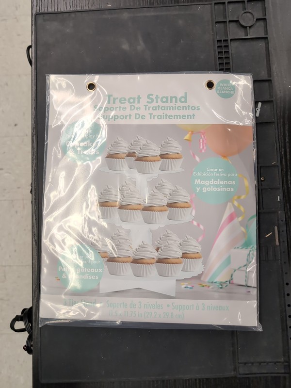 Cupcakes & Treats~3 Tier Stand~11.5×11.75 White Scalloped Edge New (627)