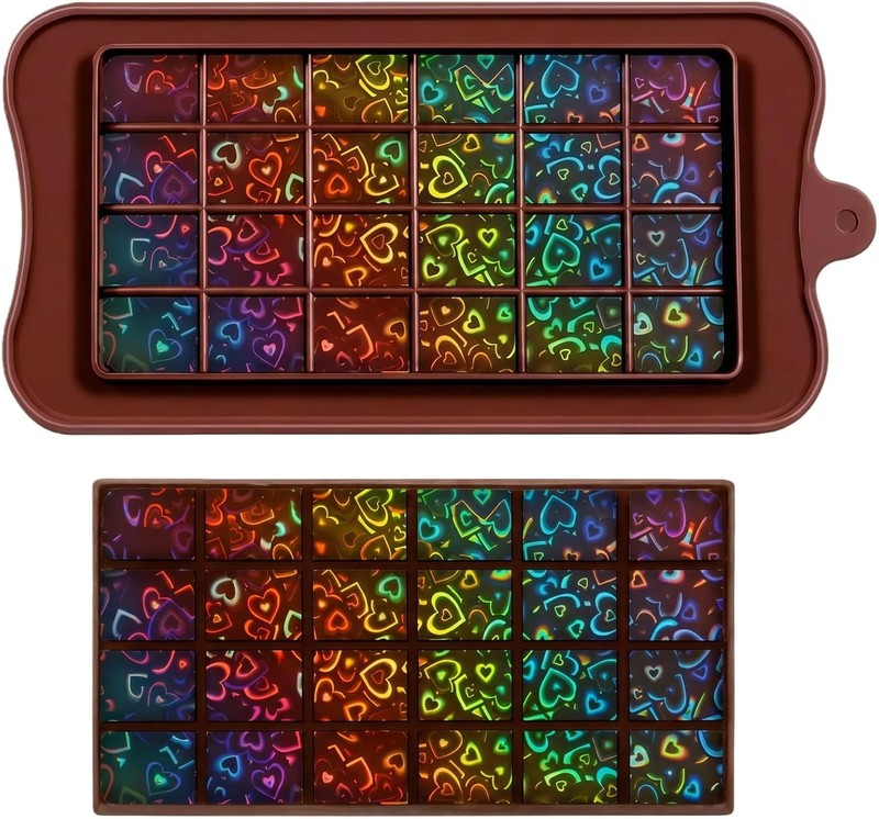 Geometry Holographic Chocolate Molds Silicone 7 Unique Designs Chocolate Bar gallery