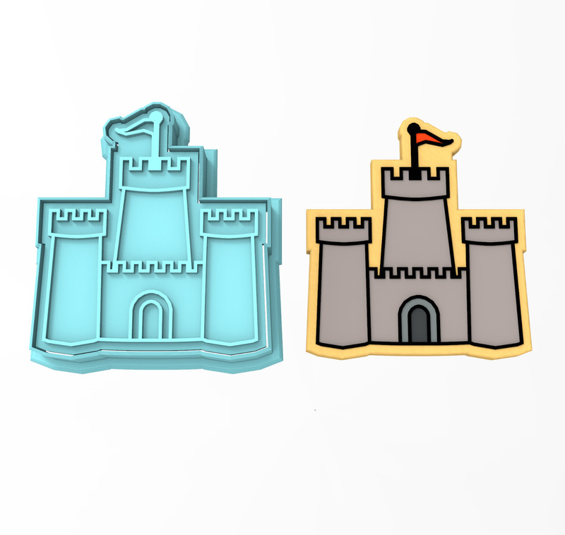 Sand Castle Cookie Cutter & Stamp | Beach Ocean Vacation Waves Bucket Moat
