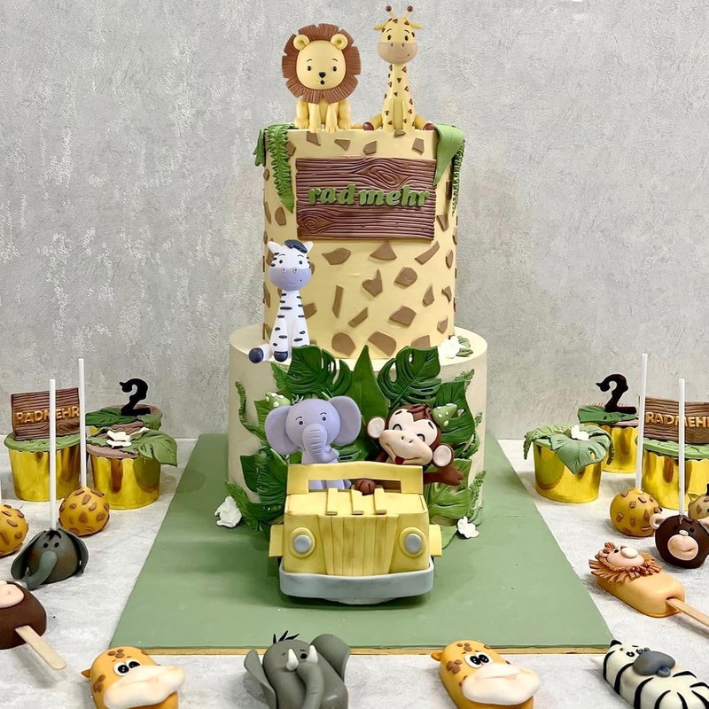 Safari Animal Cake Toppers Jungle Wild Cake Decorations with Lion Giraffe gallery