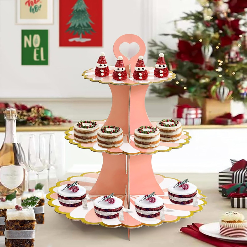 3-Tier Cupcake Stand, Cardboard Cupcake Tower, Dessert Cup Cake Stand Tower for gallery