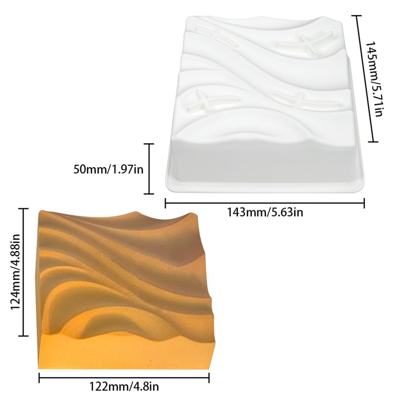 Silicone Chocolate Mold Rectangle Cake Pan Water Ripple Pattern Molds for Bak... gallery