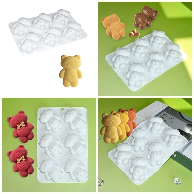Grade Silicone Cake Mold for Baking Enthusiasts 6 Grids Bear Fondant Mould gallery
