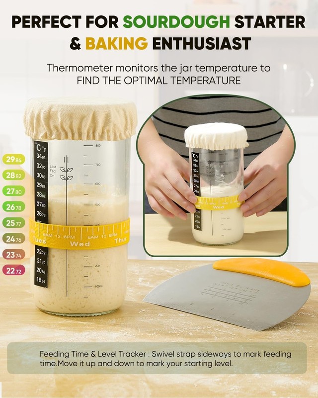 Sourdough Bread Baking Supplies 34 OZ Sourdough starter kit with 2 Bread Proo... gallery