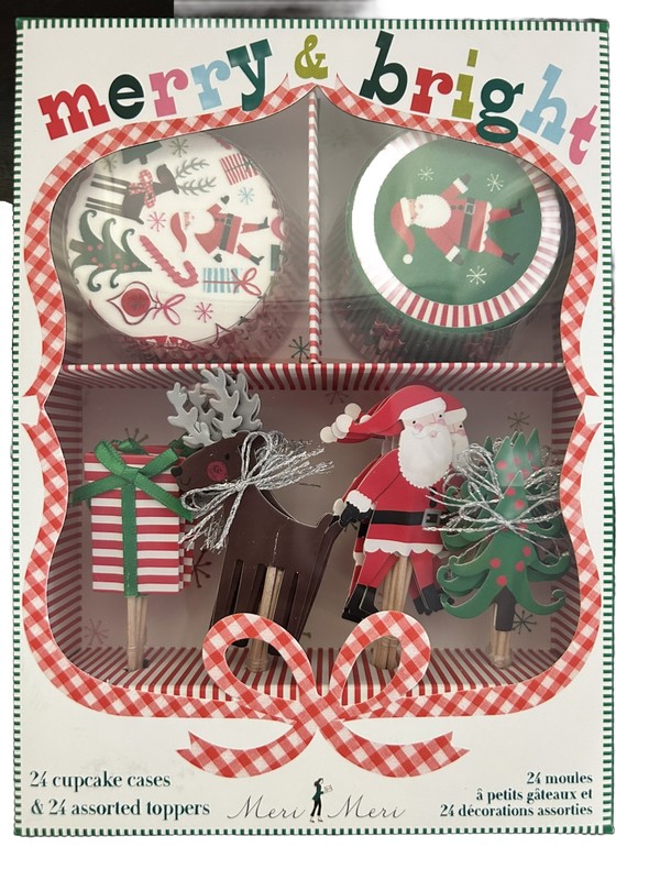 Christmas Baking 24 Treat Cups & Picks SANTA REINDEER THEME🎅🏻🎄🎁