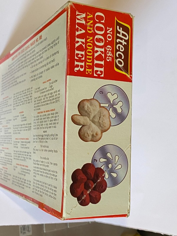 Vintage ATECO 685 The Original Cookie Noodle Maker Metal Press &10 Design Plates gallery